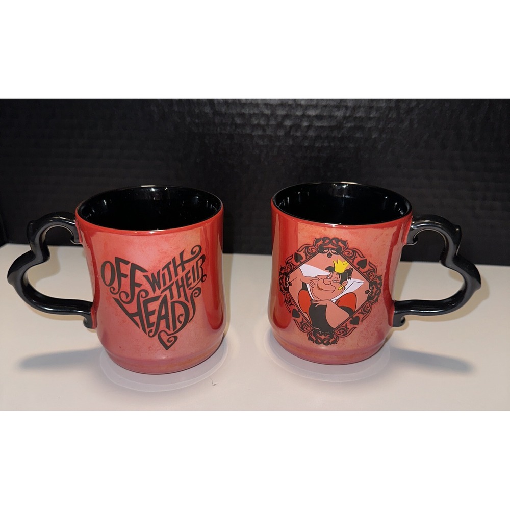 Disney Alice in Wonderland Queen of Hearts Off With Their Heads Coffee Mugs